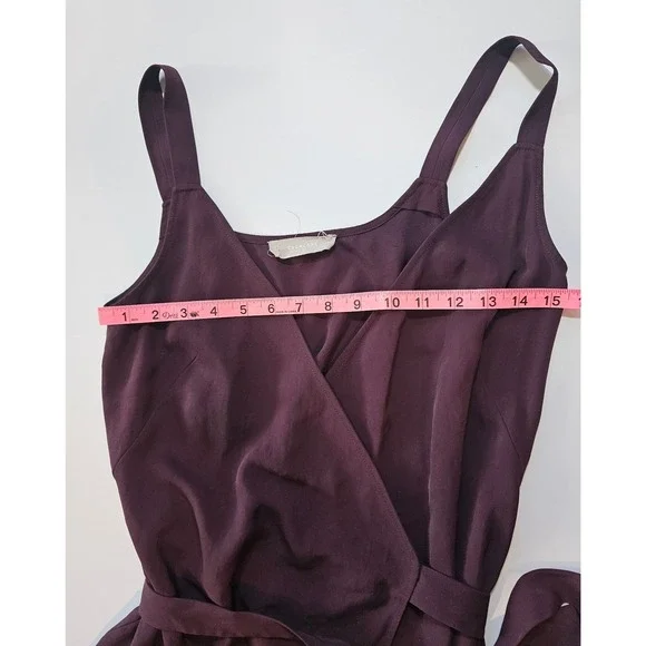 Everlane Wrap Dress Women 00 Burgundy Japanese GoWeave Sleeveless Midi V-Neck - Picture 4 of 6